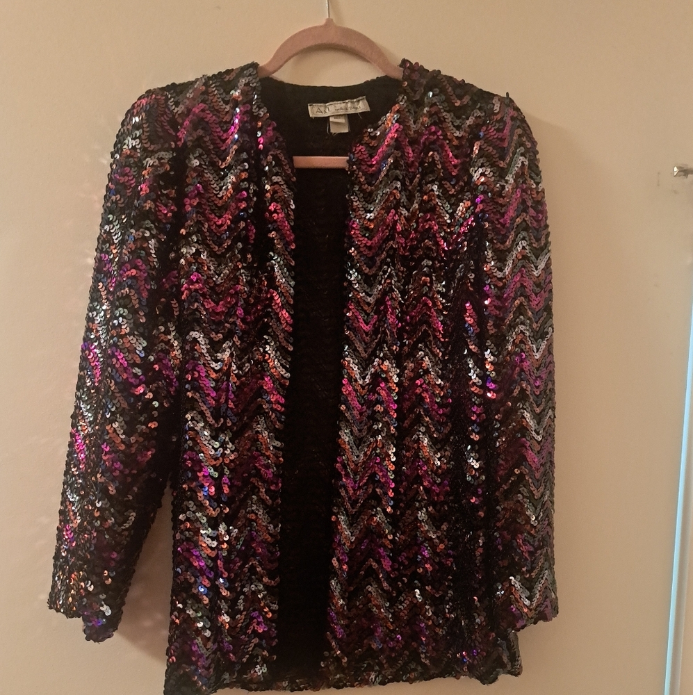 Vintage Sequin Chevron Jacket Made In Usa